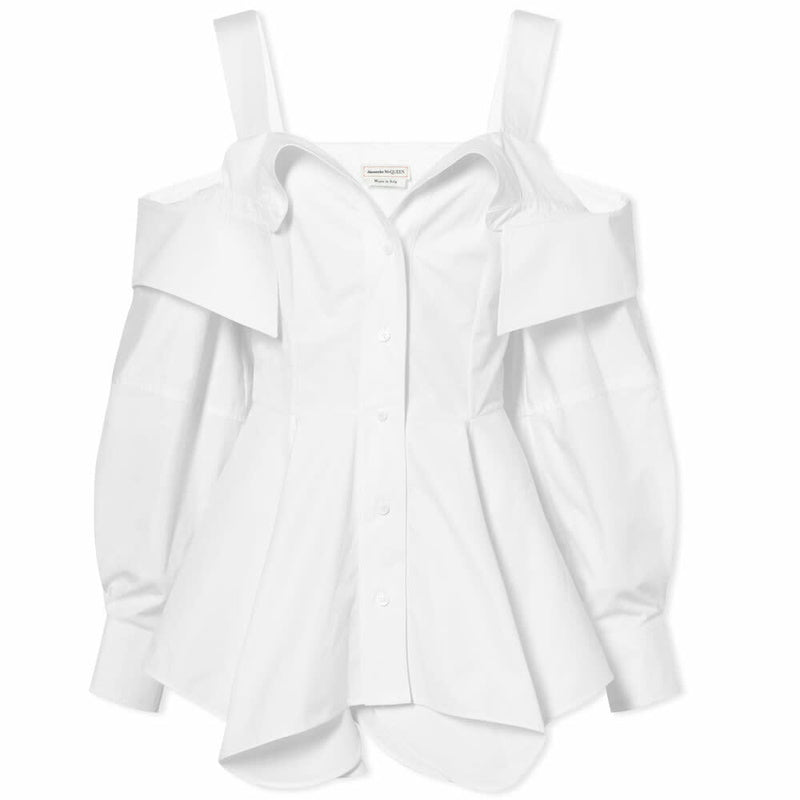 ALEXANDER MCQUEEN NWT white cotton sleeveless blouse with button front closure
