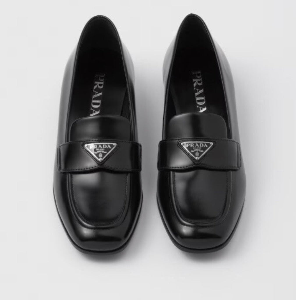 PRADA Brushed leather loafers, 37