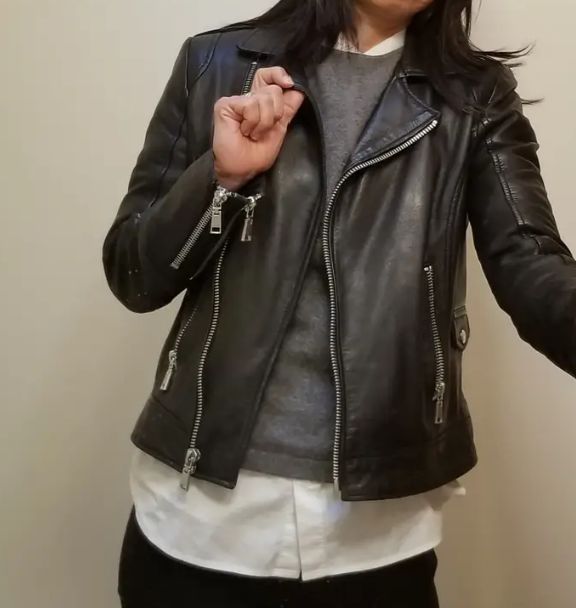 DOMA Style #5808 Black Leather Moto Jacket