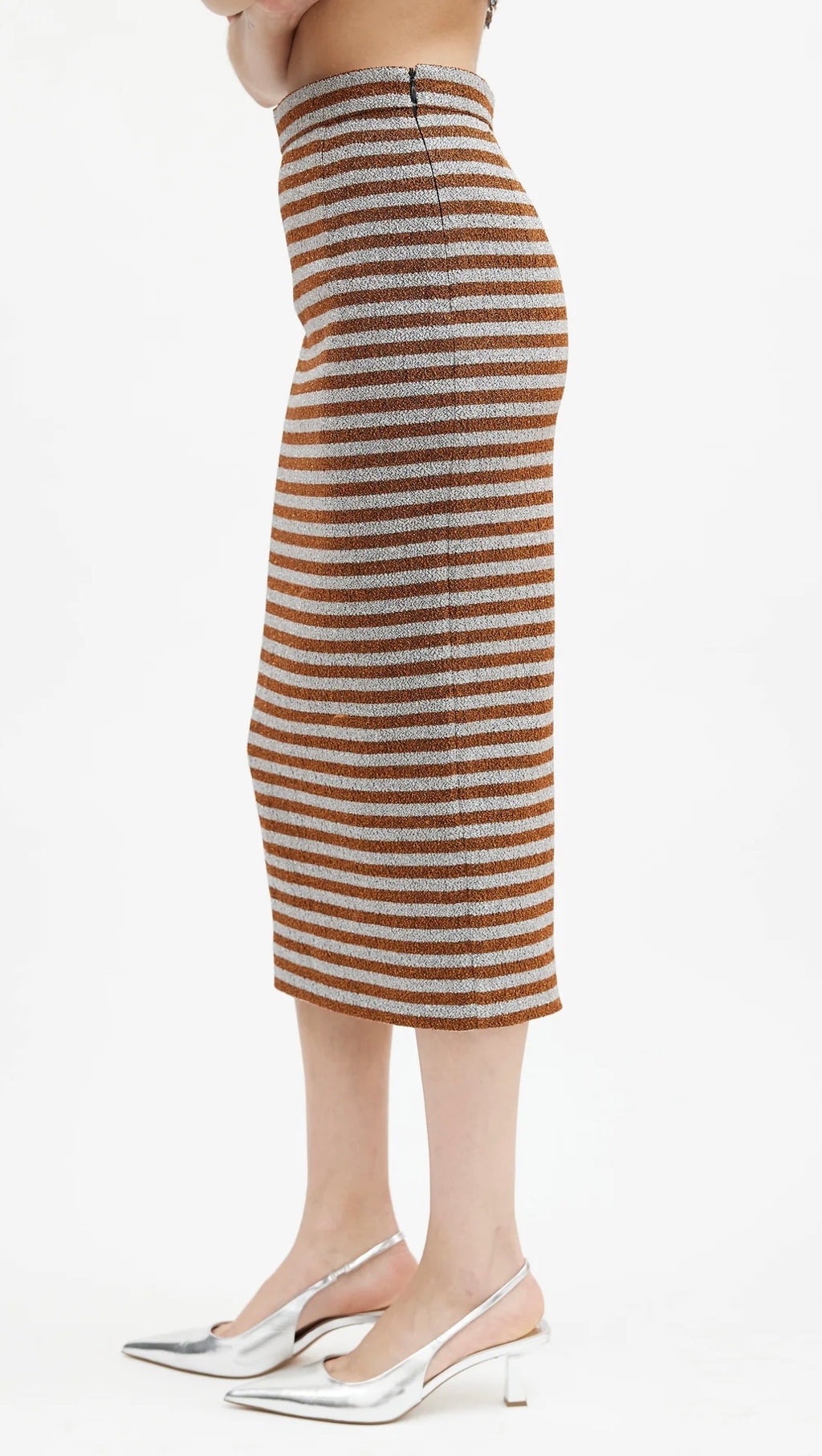 SMYTHE - Gold/Silver Metallic Pencil Skirt