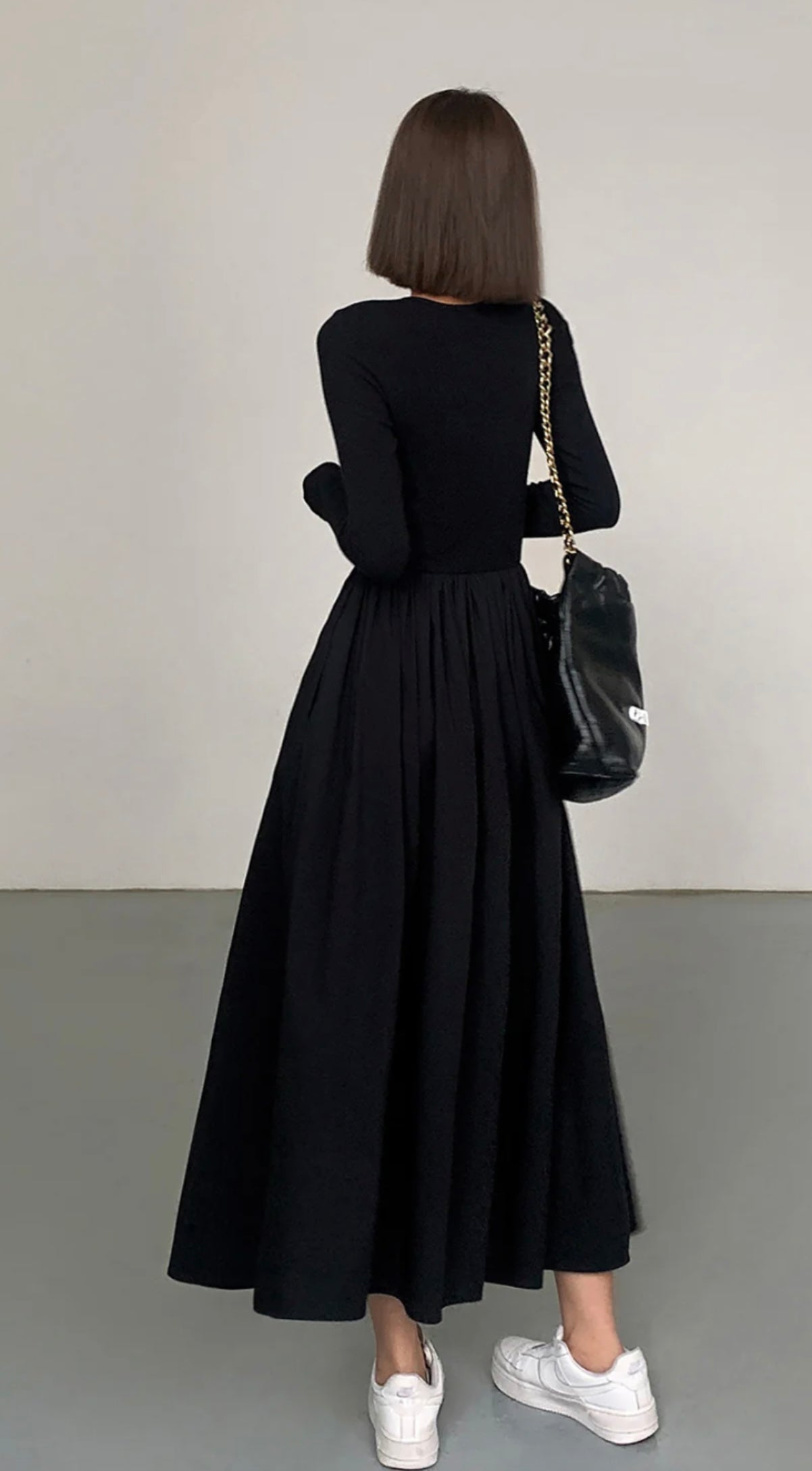 COMMENSE Leisure Pockets Long Sleeve Long Dress