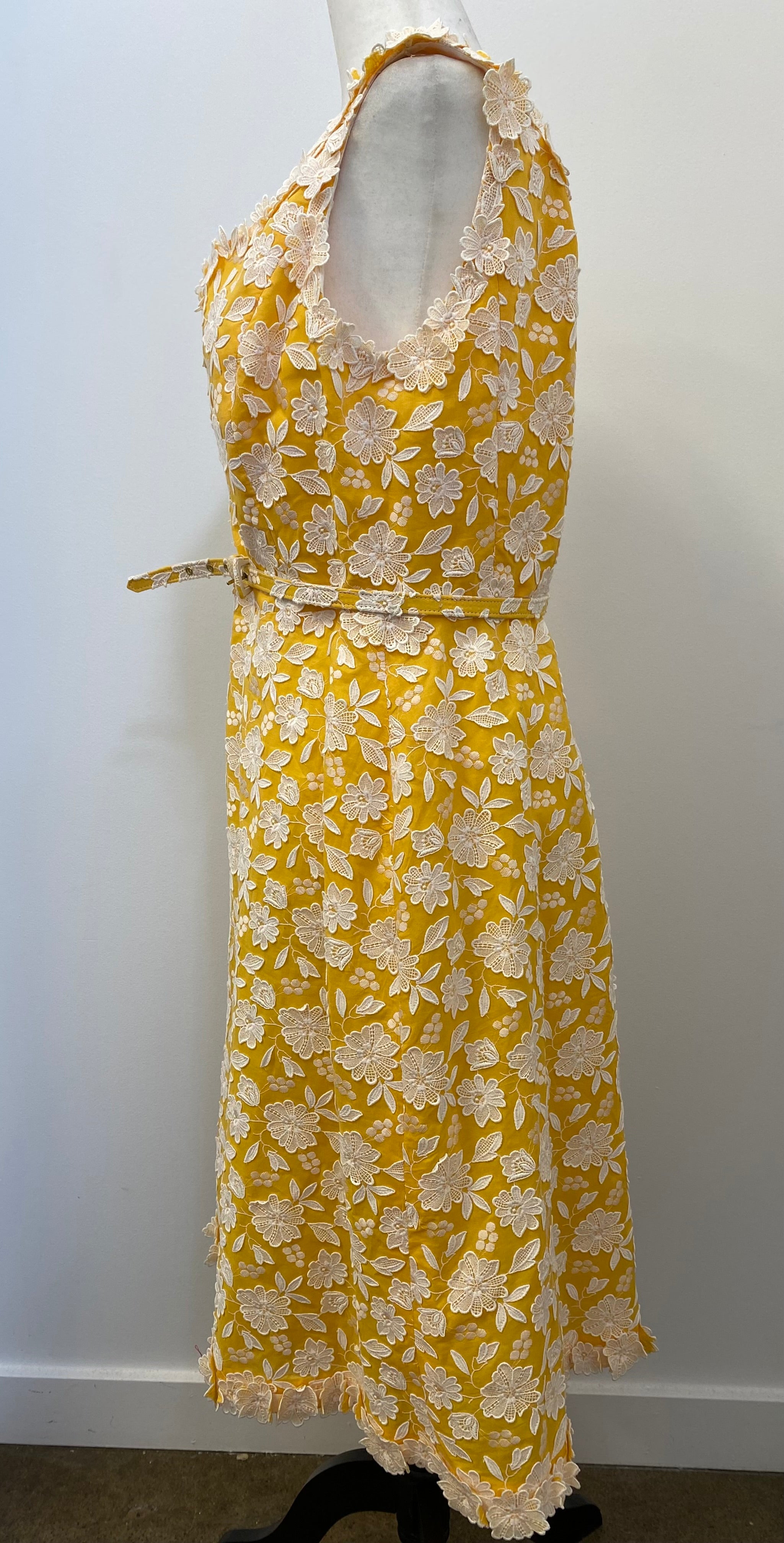 Oscar De La Renta Lace Belted Dress