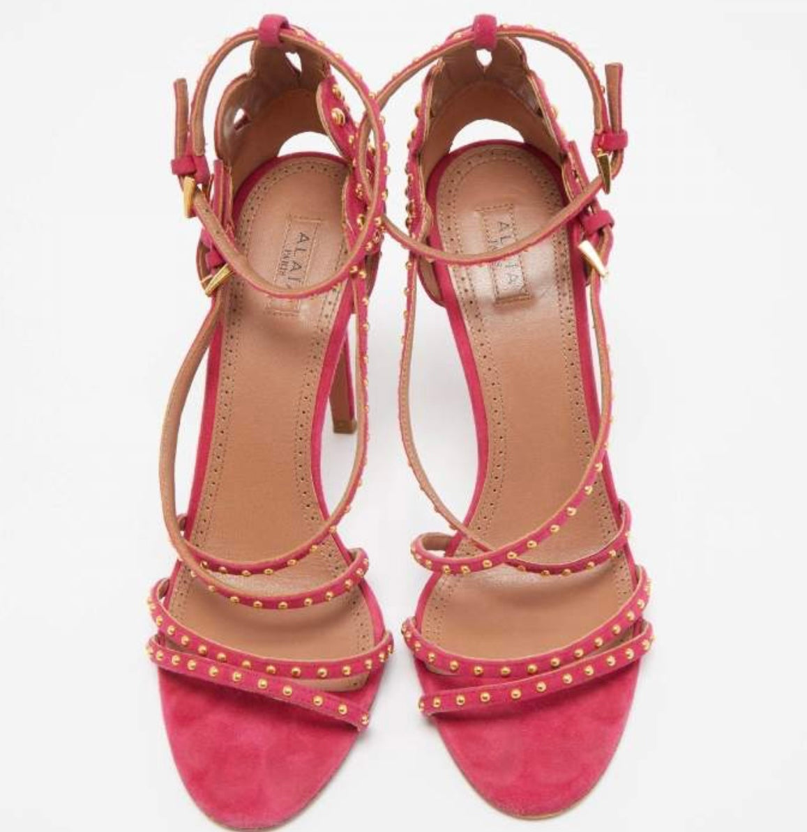 Alaia
Alaia Pink Suede Studded Strappy Ankle Strap