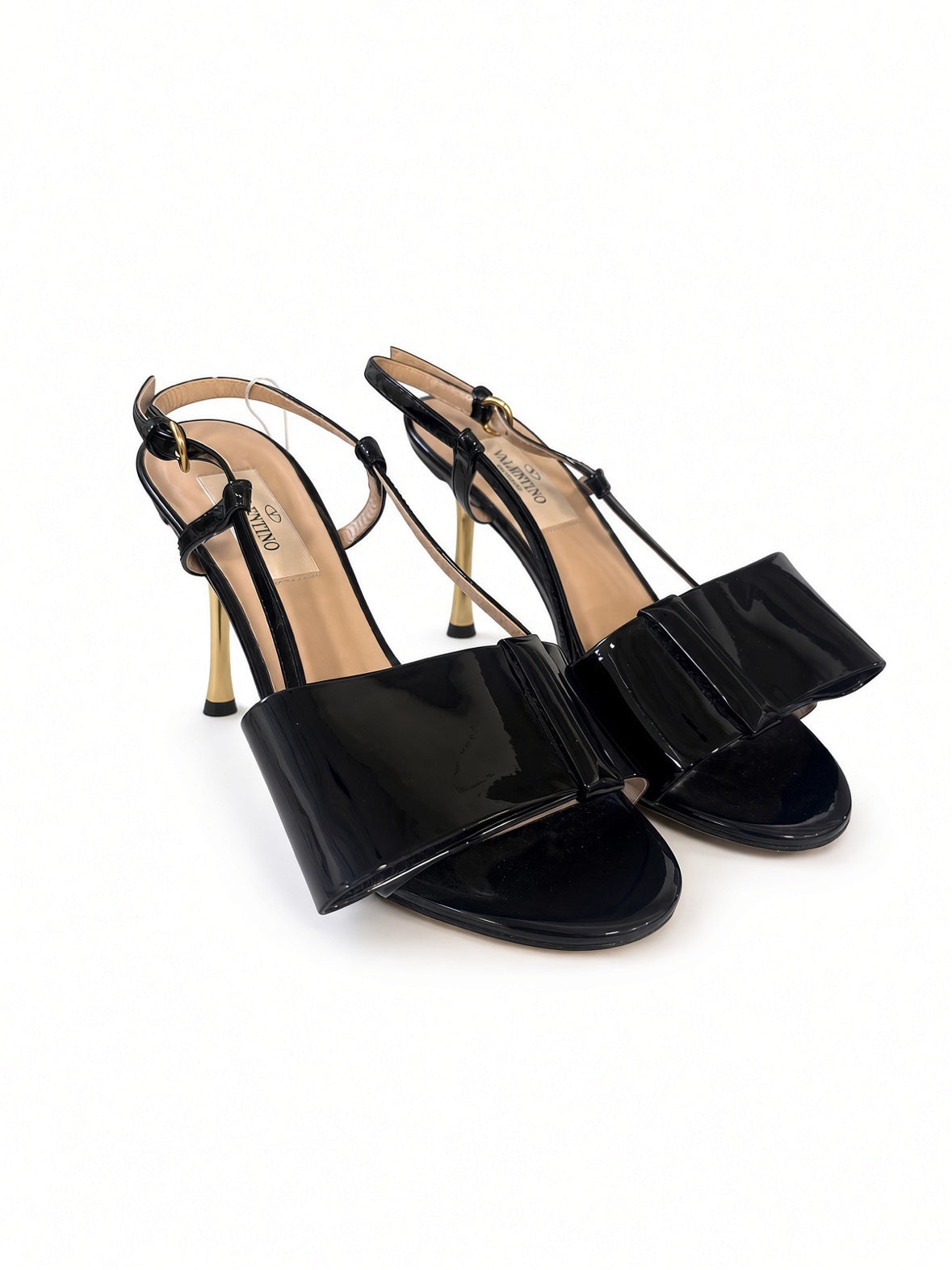 Valentino Garavani Black Patent Leather Bow Sandals
