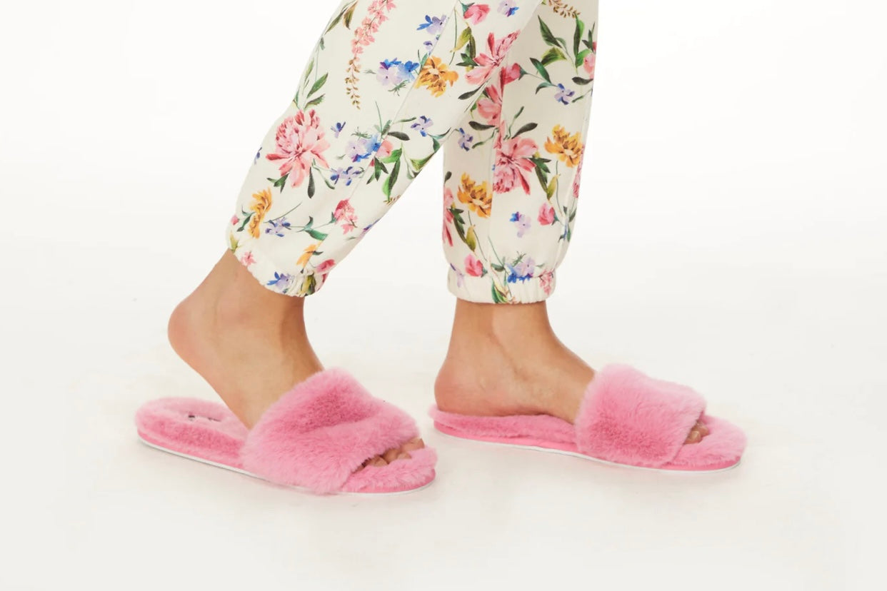 GENERATION LOVE - ESTHER FUR SLIDES IN ROSE