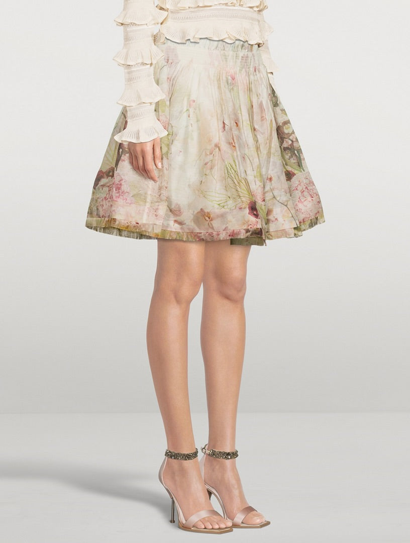 ZIMMERMANN Dancer Organza Mini Skirt In Floral Print