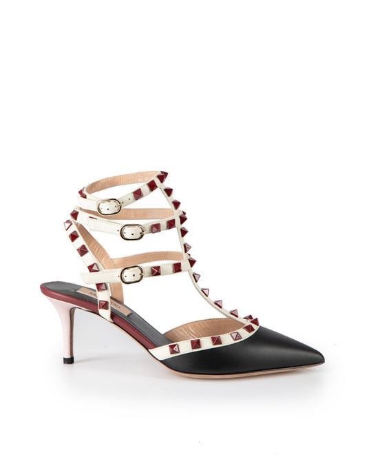 Valentino Cagged Rockstud Ankle Strap Heels