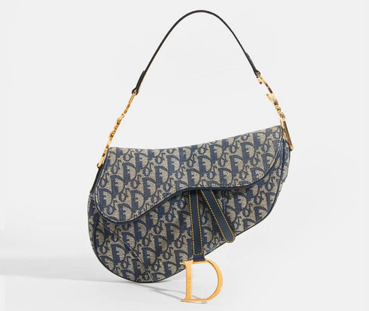 Dior Vintage Saddle Bag - Blue Denim