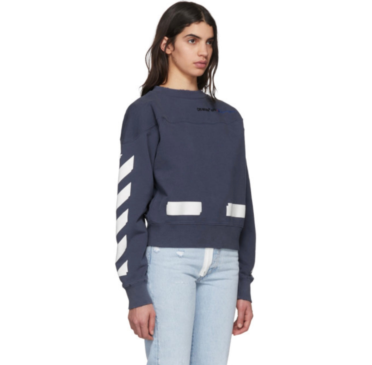 Off-White Blue Champion Reverse Weave Edition Crewneck Sweatshirt