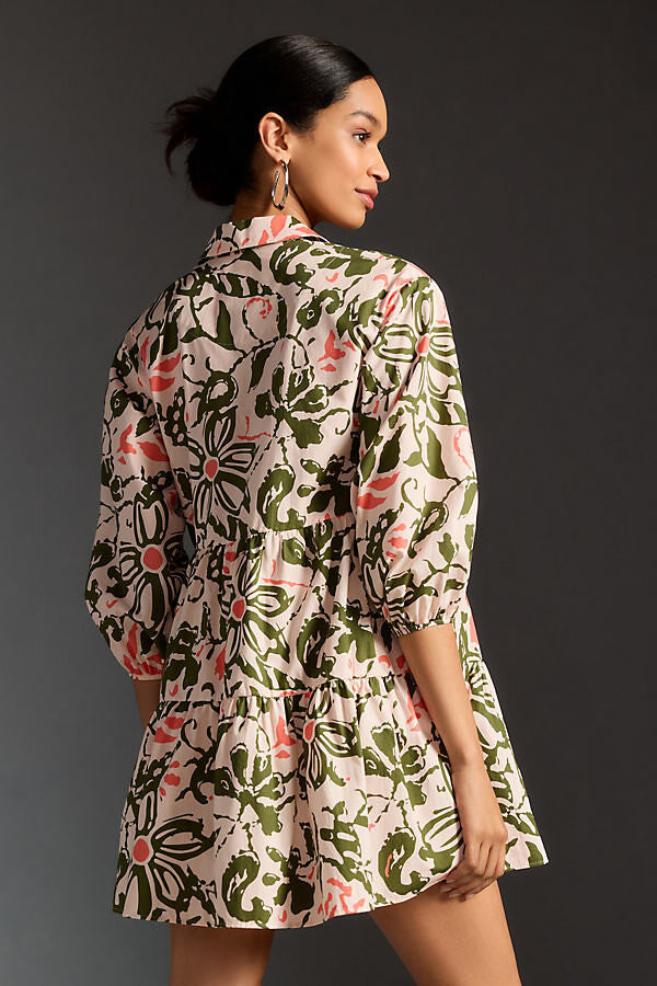 MAEVE BY ANTHRO the bettina tiered mini shirt dress