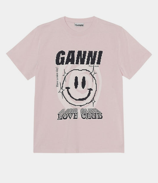 GANNI - 
Smiley Print Organic Cotton Relaxed T-Shirt