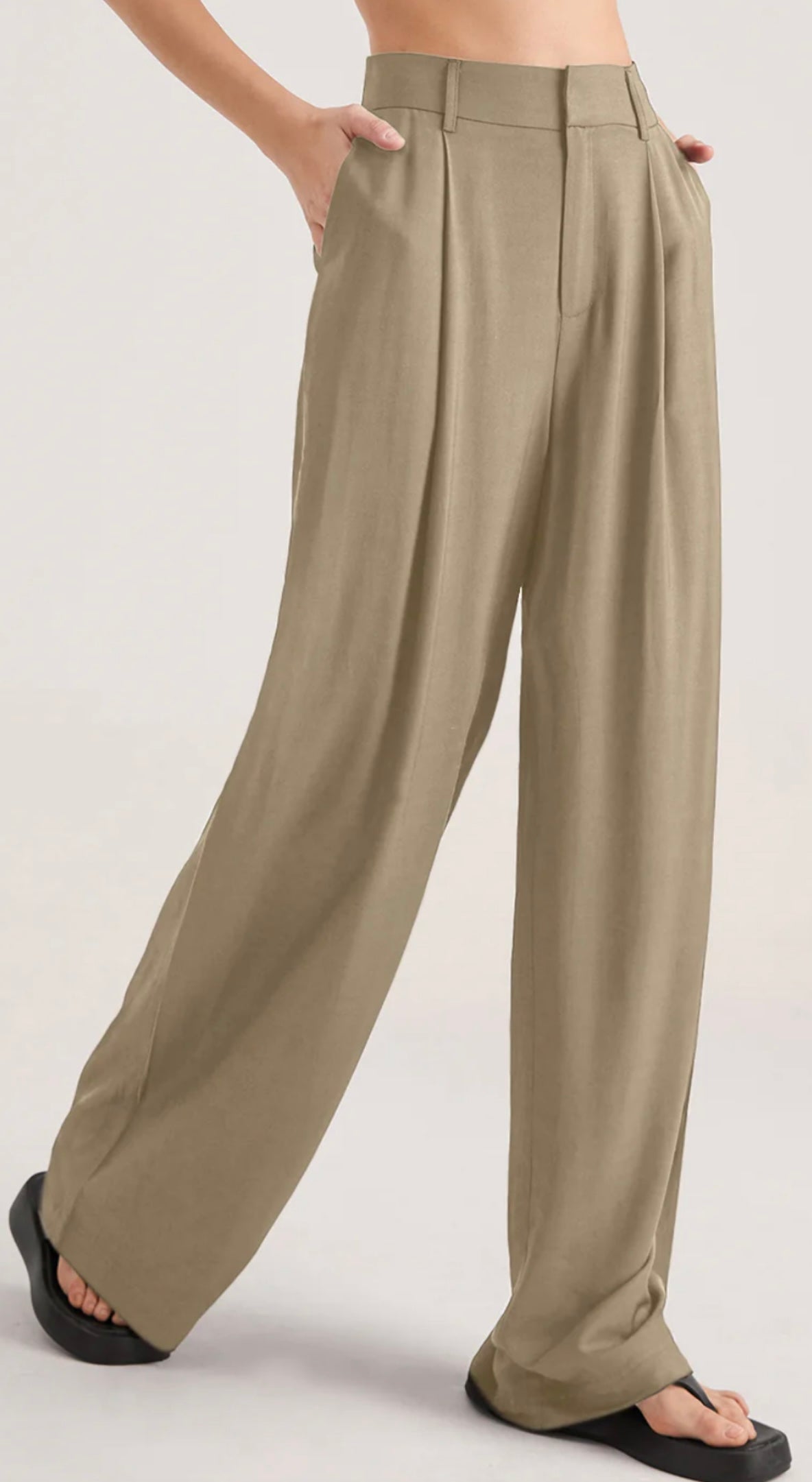 COMMESE - Oversized High Waisted Pleat Front Trousers