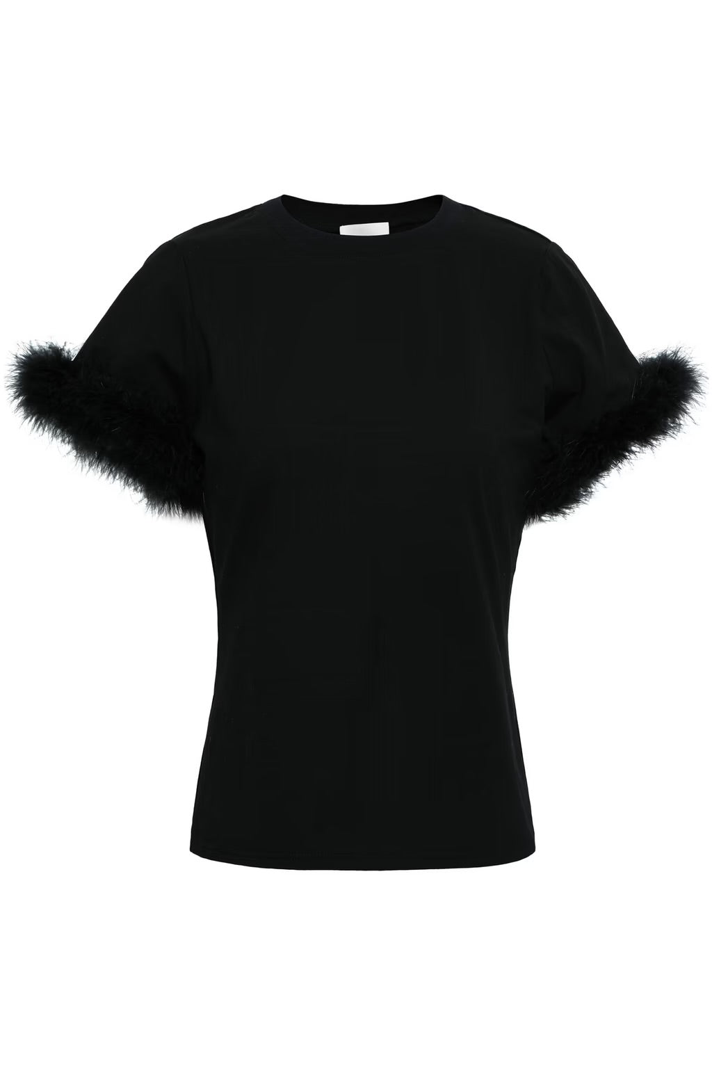 CINQ A SEPT black feather trimmed tee