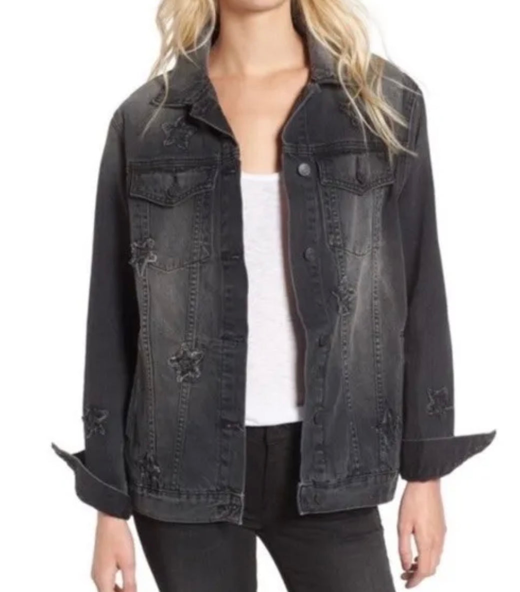 Rails Knox Vintage Black Star Print Denim Jean Jacket