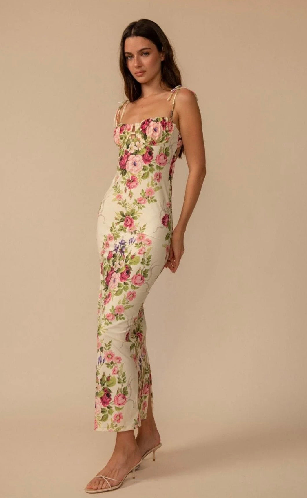 montce bouquet Petal Long Slip Dress