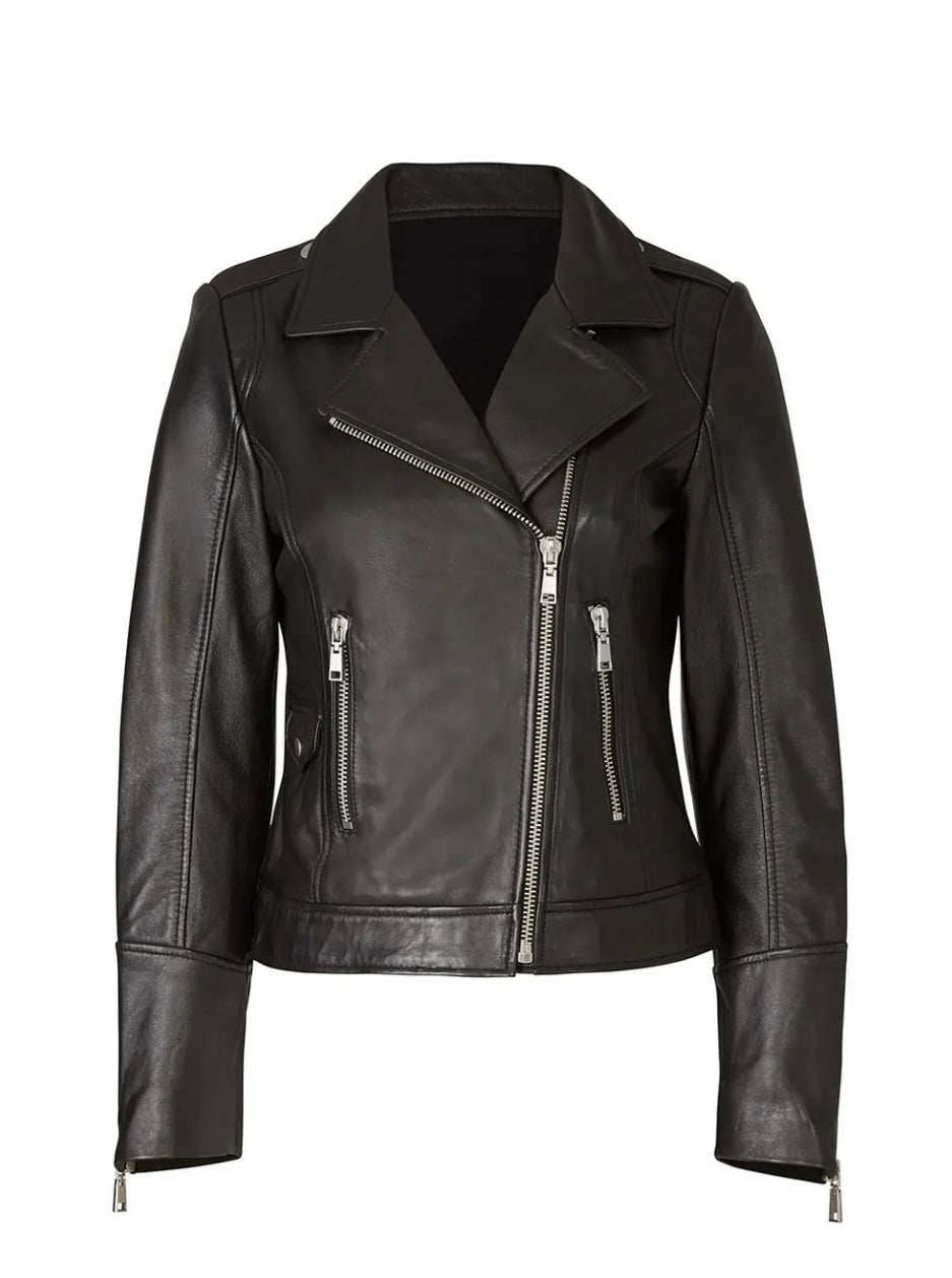 DOMA Style #5808 Black Leather Moto Jacket