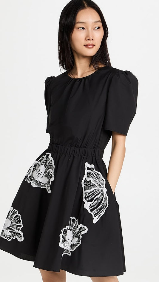 JASON WU black dress with white floral details