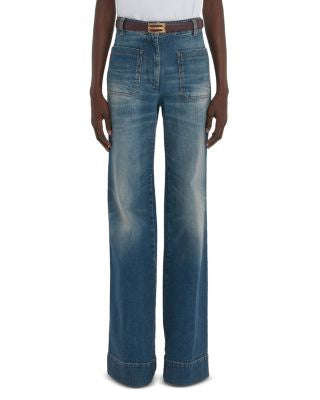 VICTORIA BECKHAM Alina high rise wide leg blue jeans