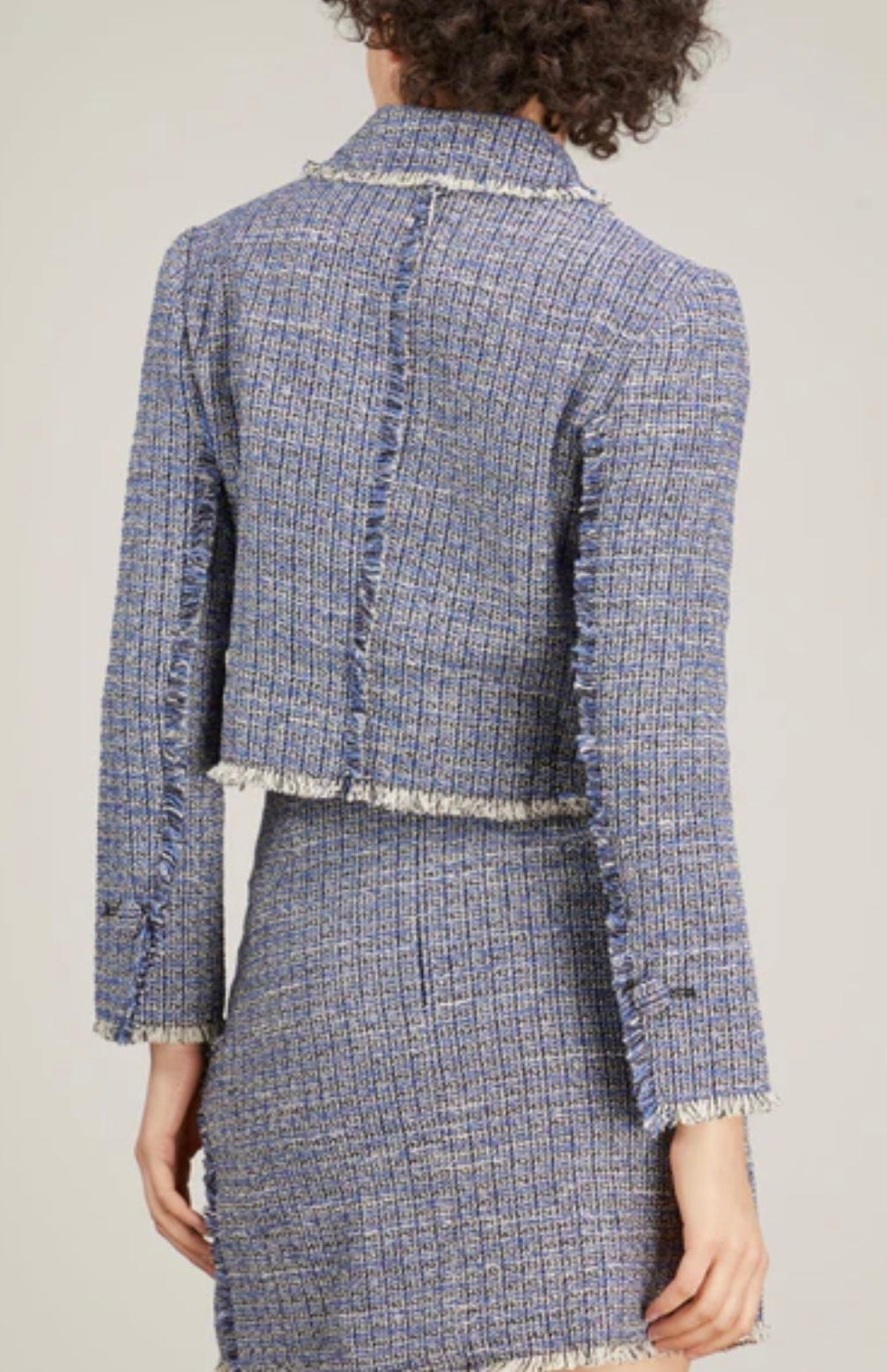 PROENZA SCHOULER WHITE LABEL
Cropped Tweed Jacket in Blue Multi
