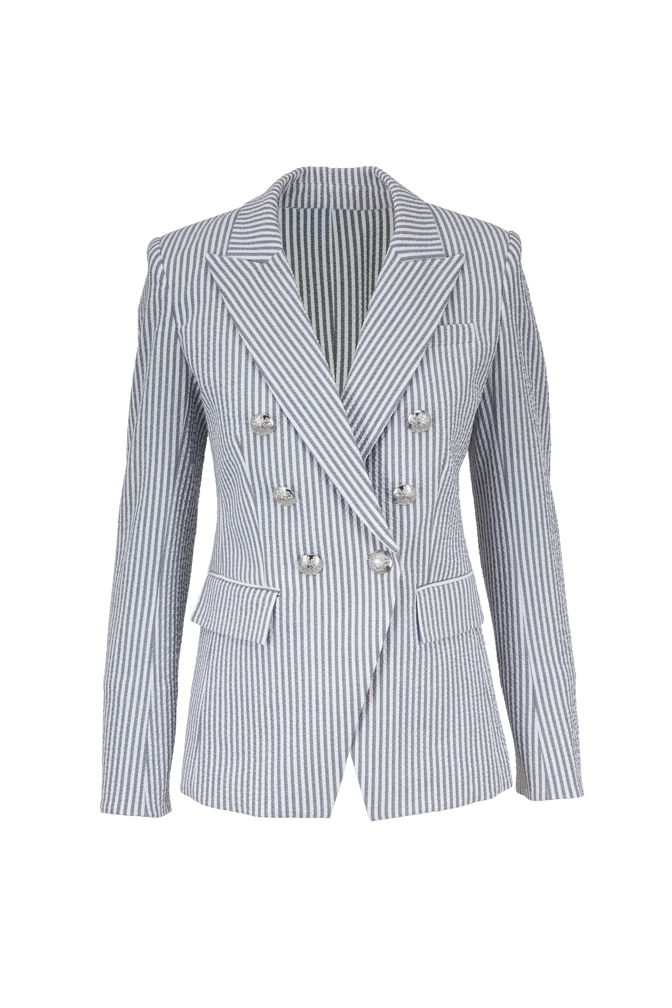 VERONICA BEARD white/blue stripe blazer