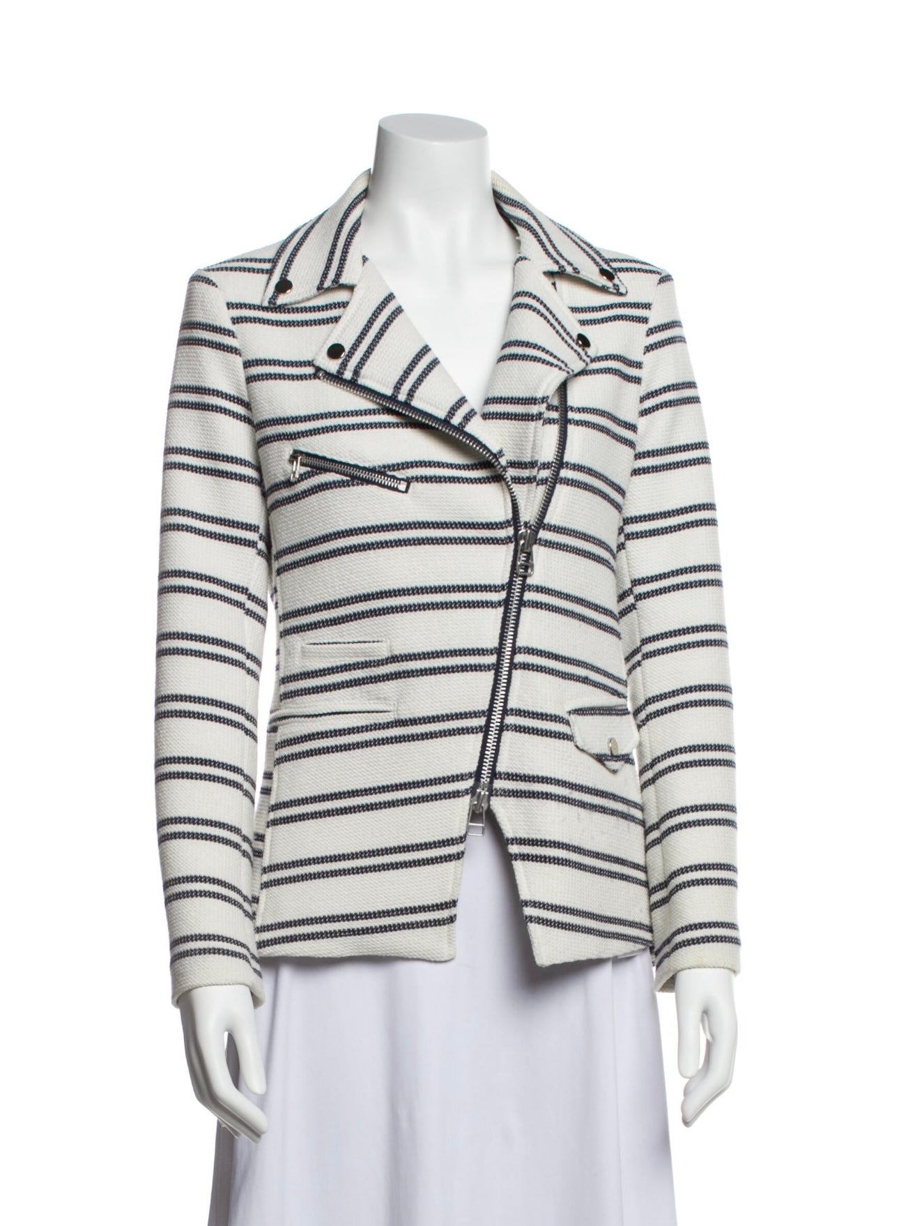 Veronica Beard - Navy & White Stripe Zip Blazer