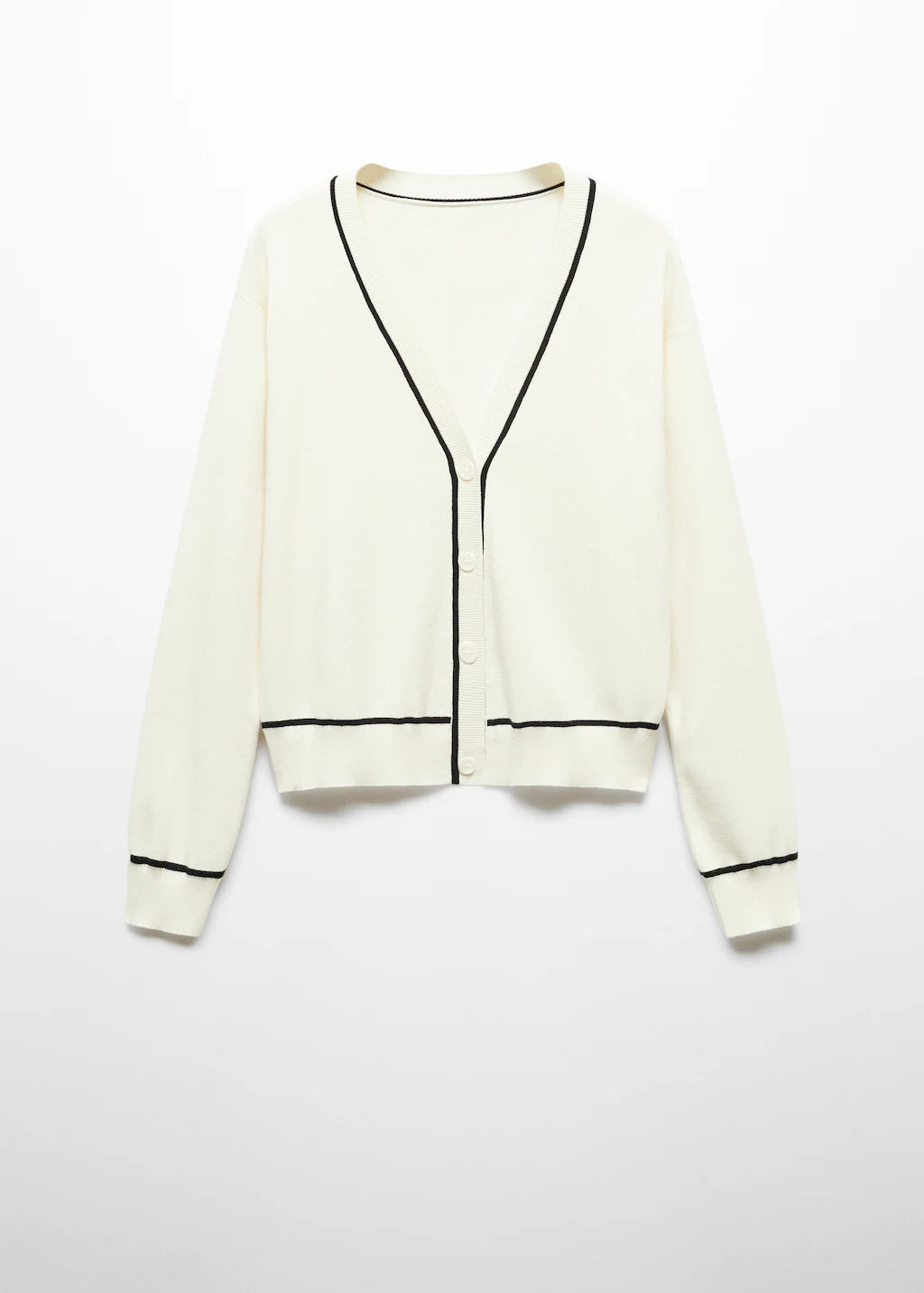 MANGO ivory/black stripe cardigan