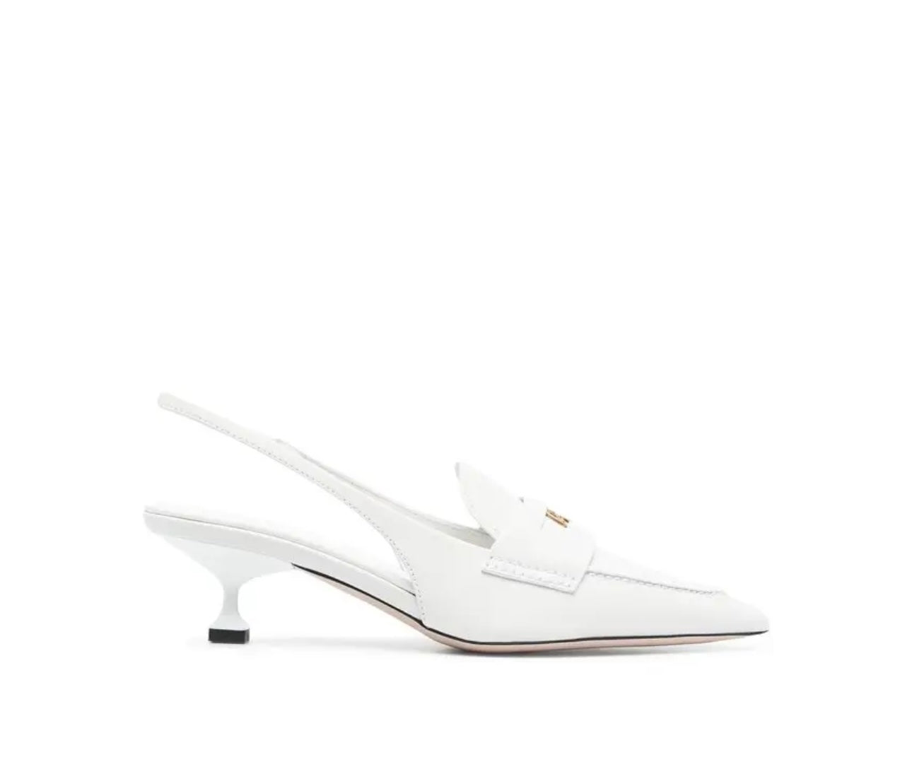 Miu Miu - White Patent Leather Slingback Penny Loafers