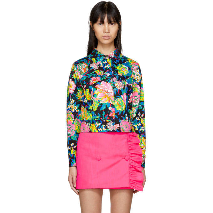 MSGM MILANO  floral printed jean jacket