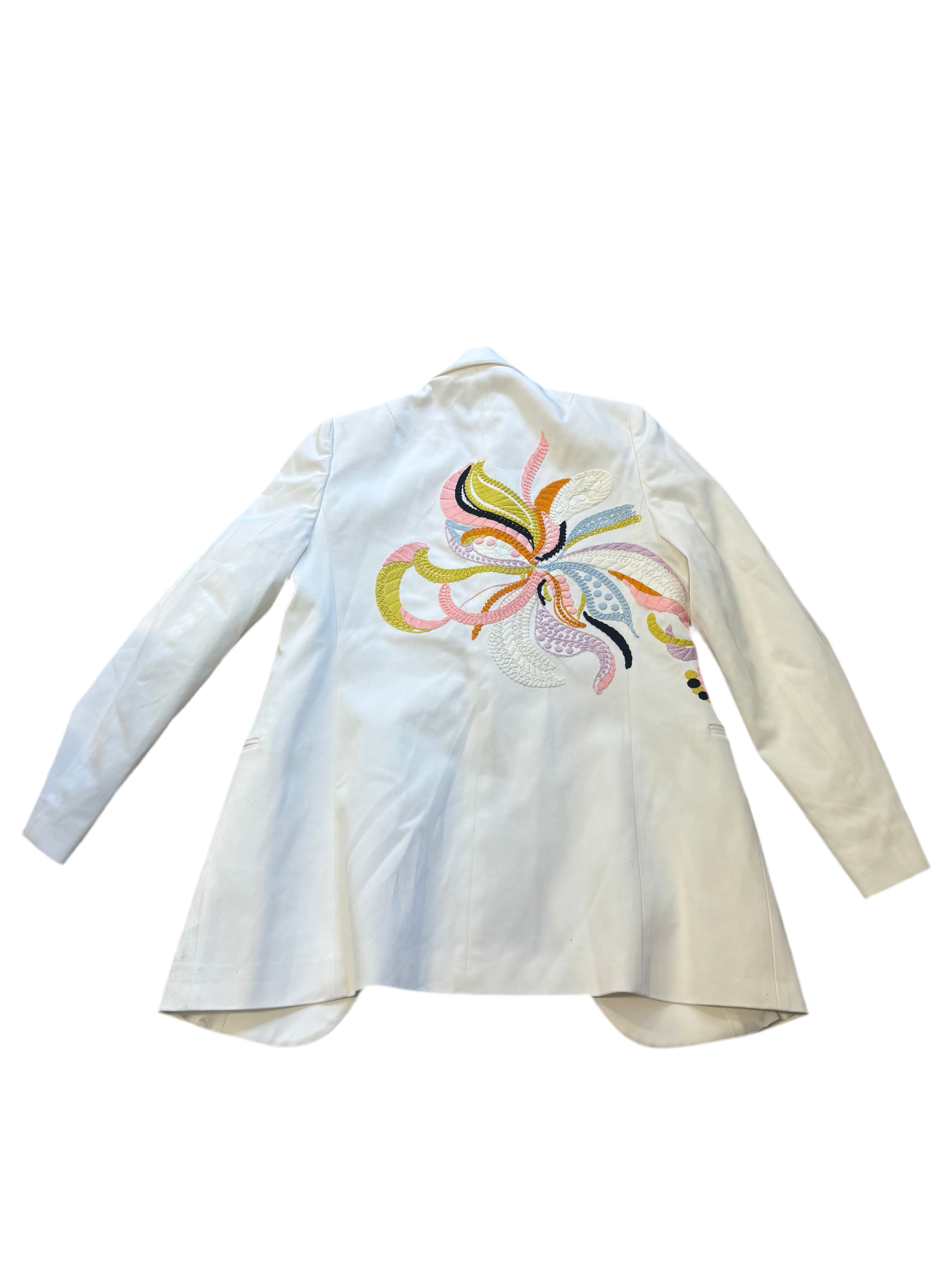 EMILIO PUCCI cream blazer with multi colour design front and back