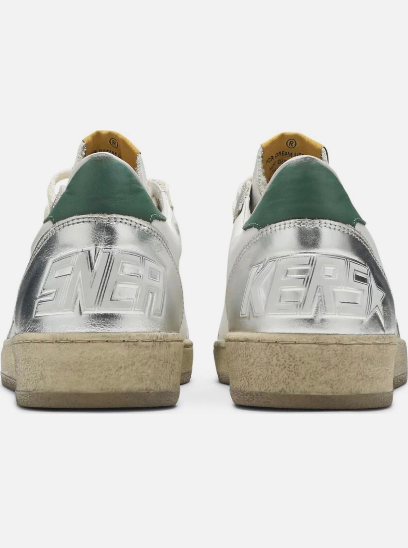 GOLDEN GOOSE Men’s Ball Star Leather Sneakers White Silver Green