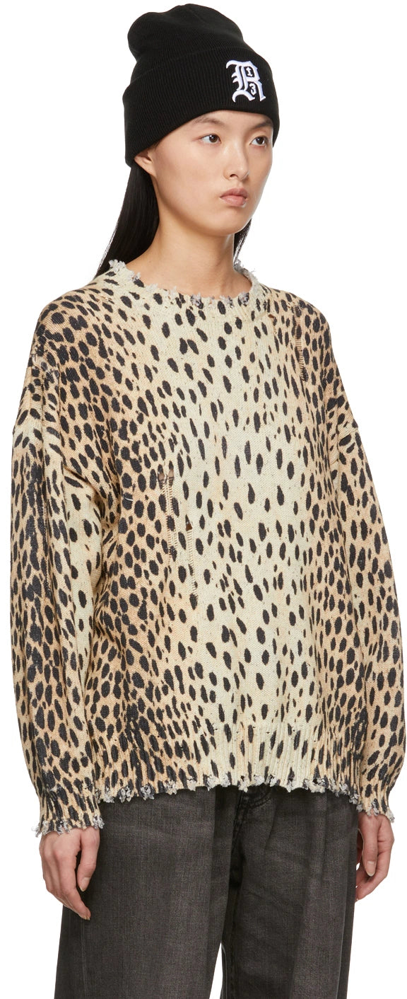 R13 leopard distressed sweater