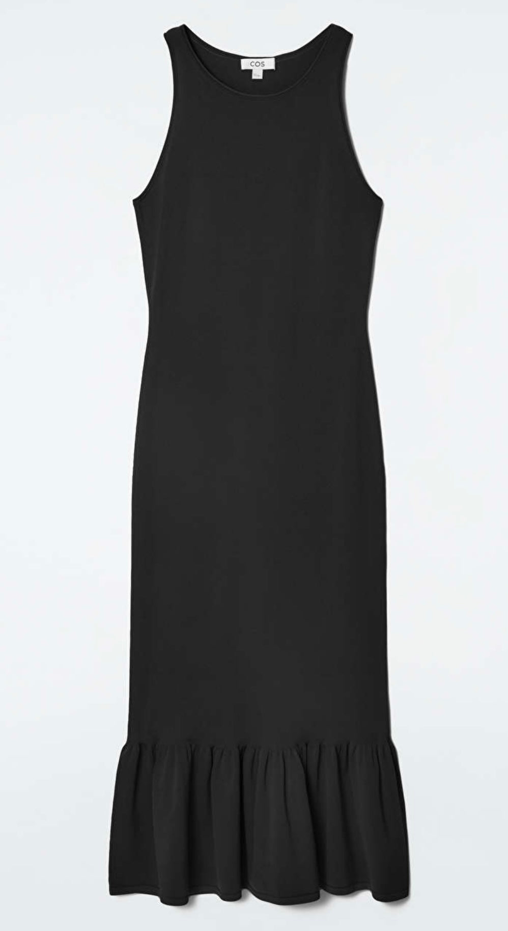 COS - KNITTED RUFFLED-HEM MIDI DRESS