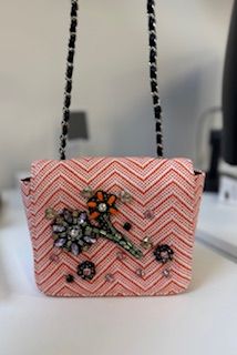 ESSENTIAL ANTWREP orange woven with jewled design bag, ONE SIZE