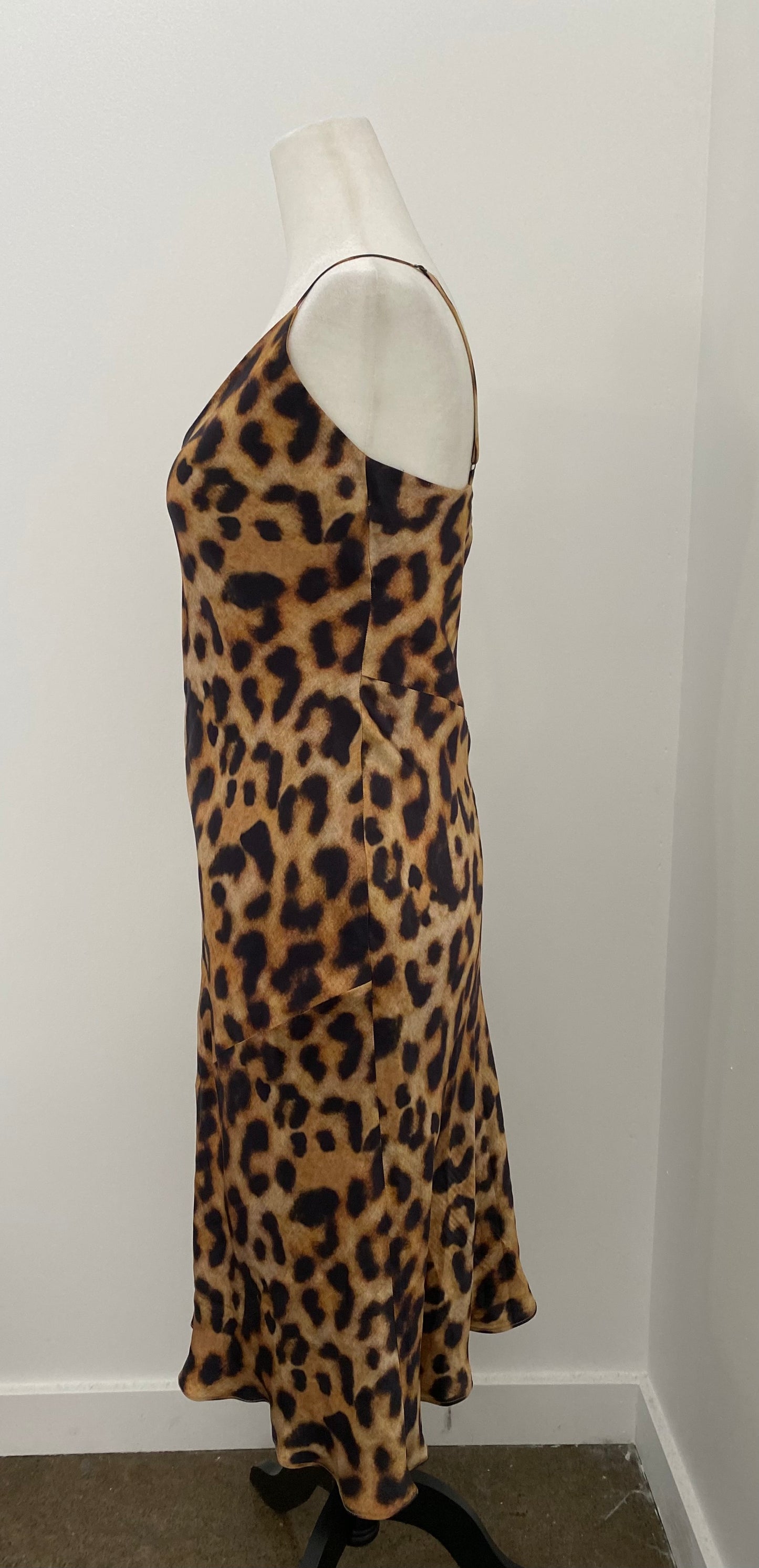 L’Agence Satin Leopard Slip Dress