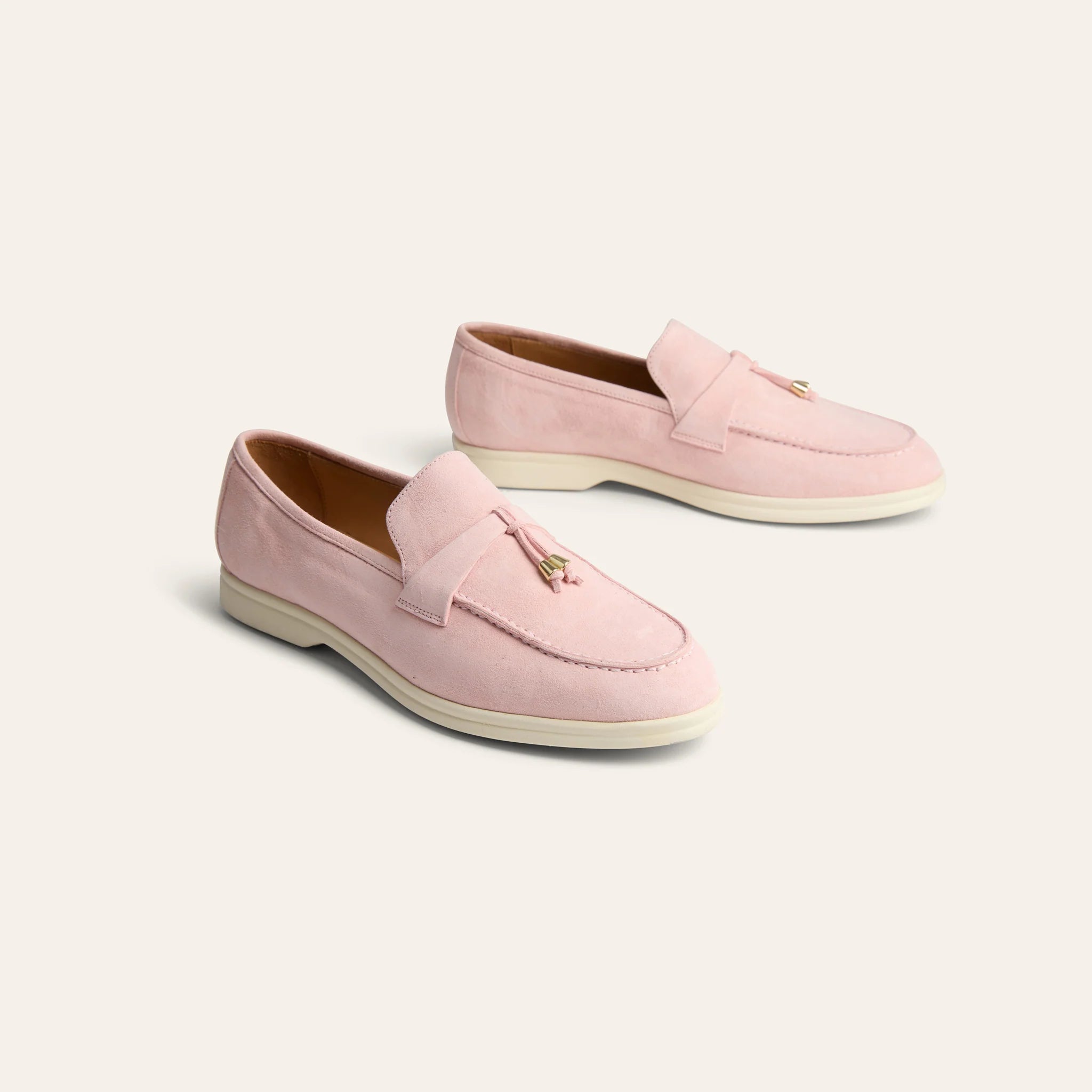 A. SOLIANI light pink suede loafers with tassel, lisa loafers