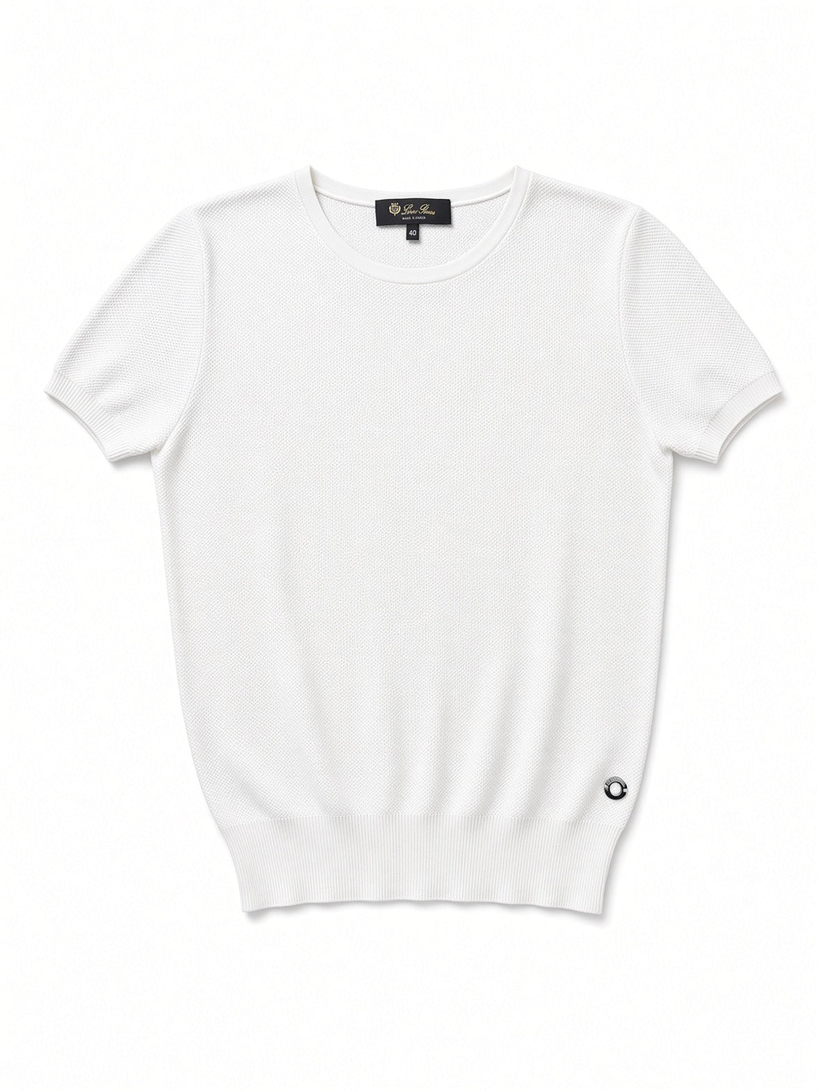 LORO PIANA white cream cropped tee