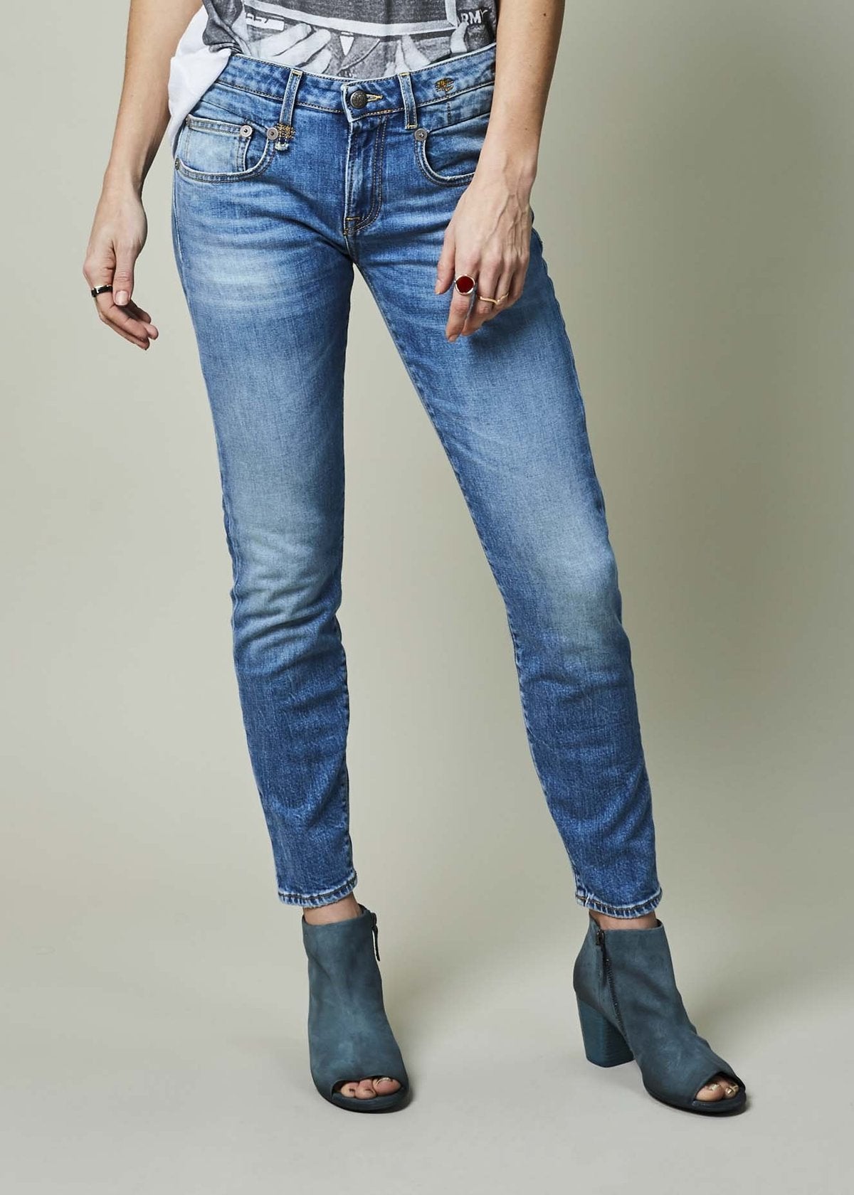 R13 Boy Skinny Jeans in shade jasper stretch
