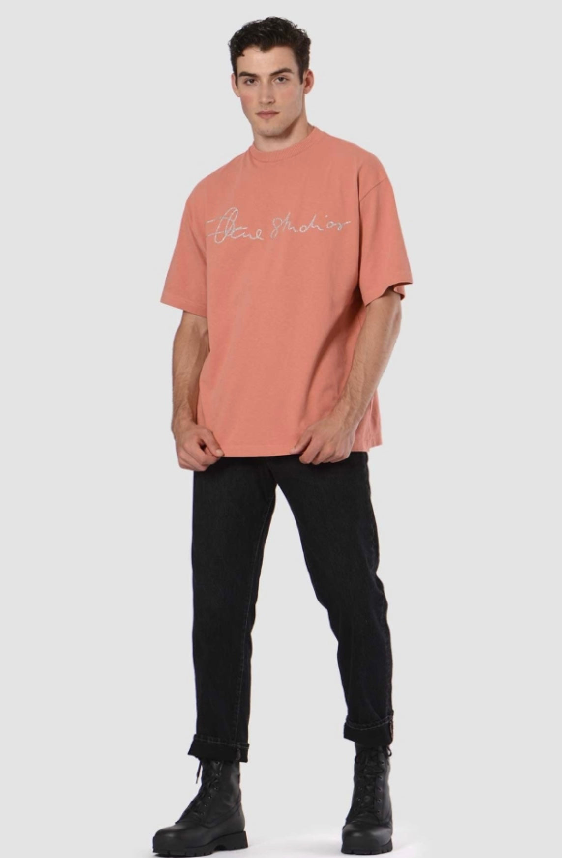 ACNE STUDIOS Silver Logo Pink T-shirt