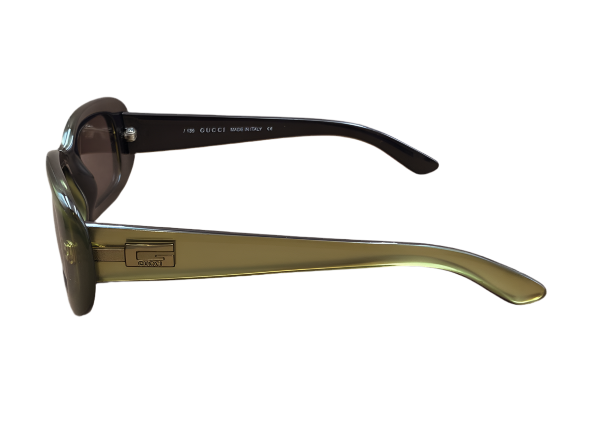 GUCCI green retro rectangular lense sunglasses