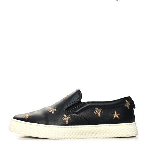 GUCCI bee star black leather sneakers