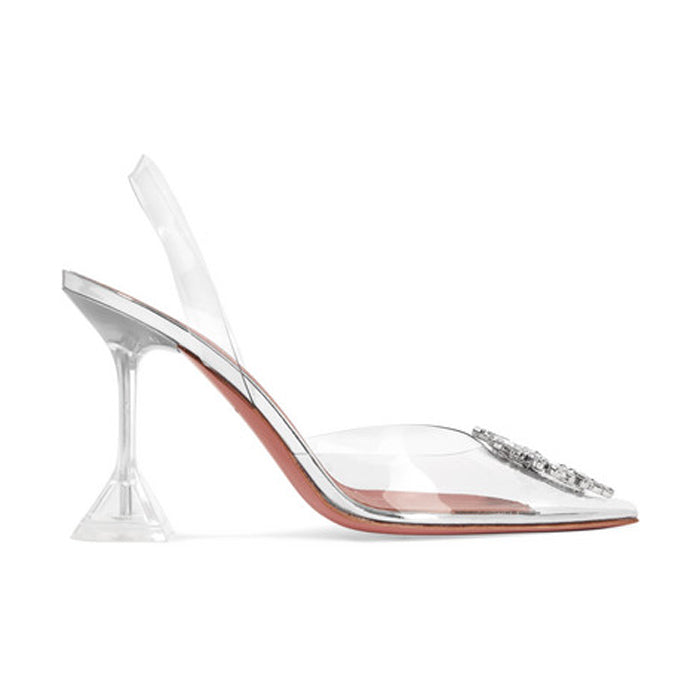 Amina Muaddi Crystal Slingback Heels