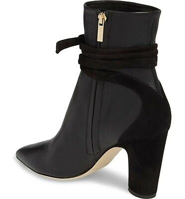 JIMMY CHOO heeled black booties with black tie bow
