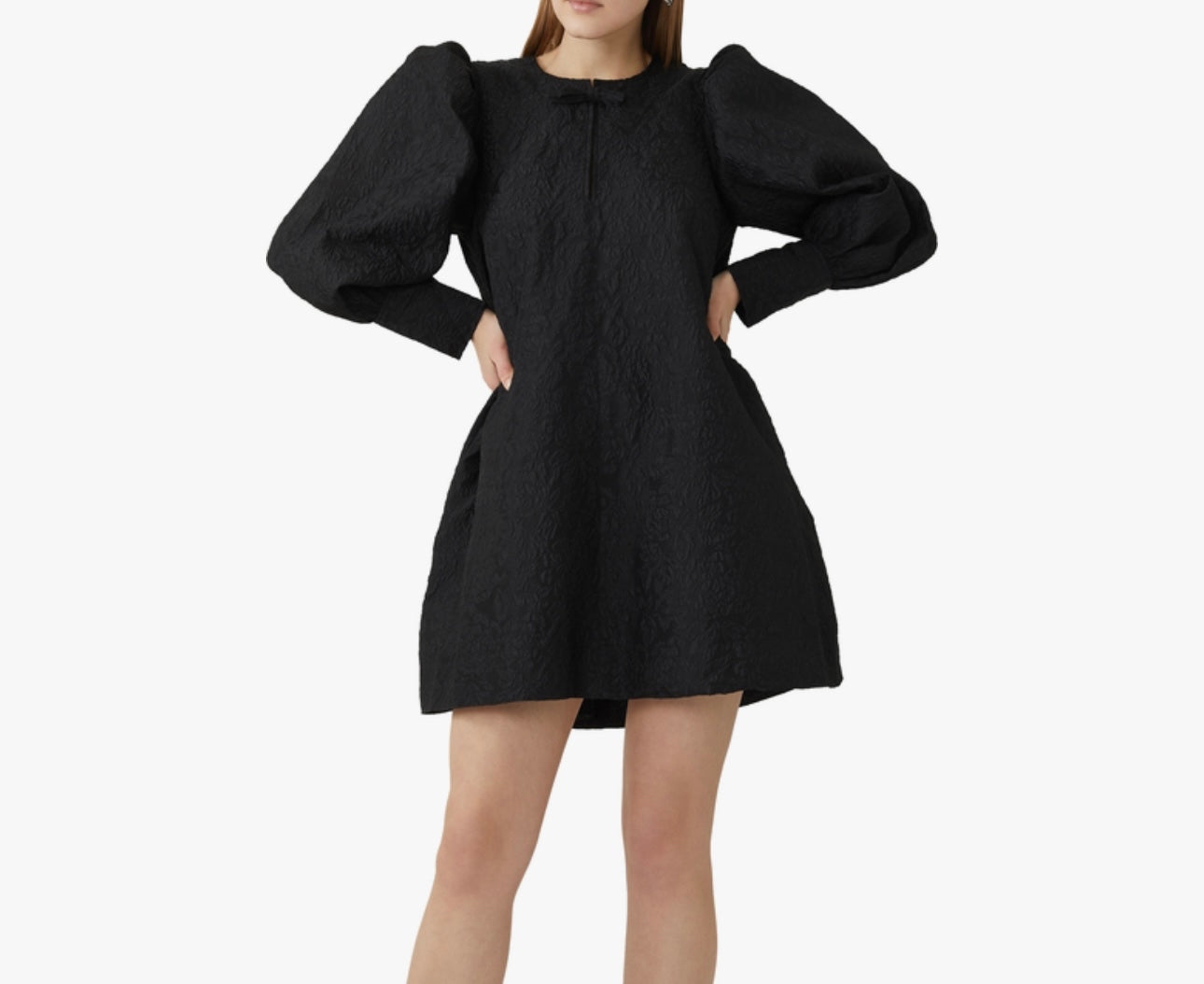 GANNI - Jacquard Organza Midi Dress in Black