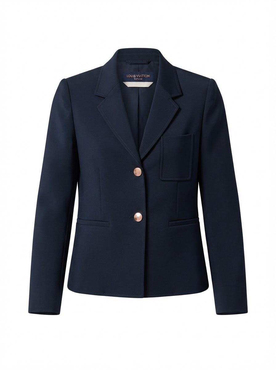 LOUIS VUITTON fitted navy cropped blazer