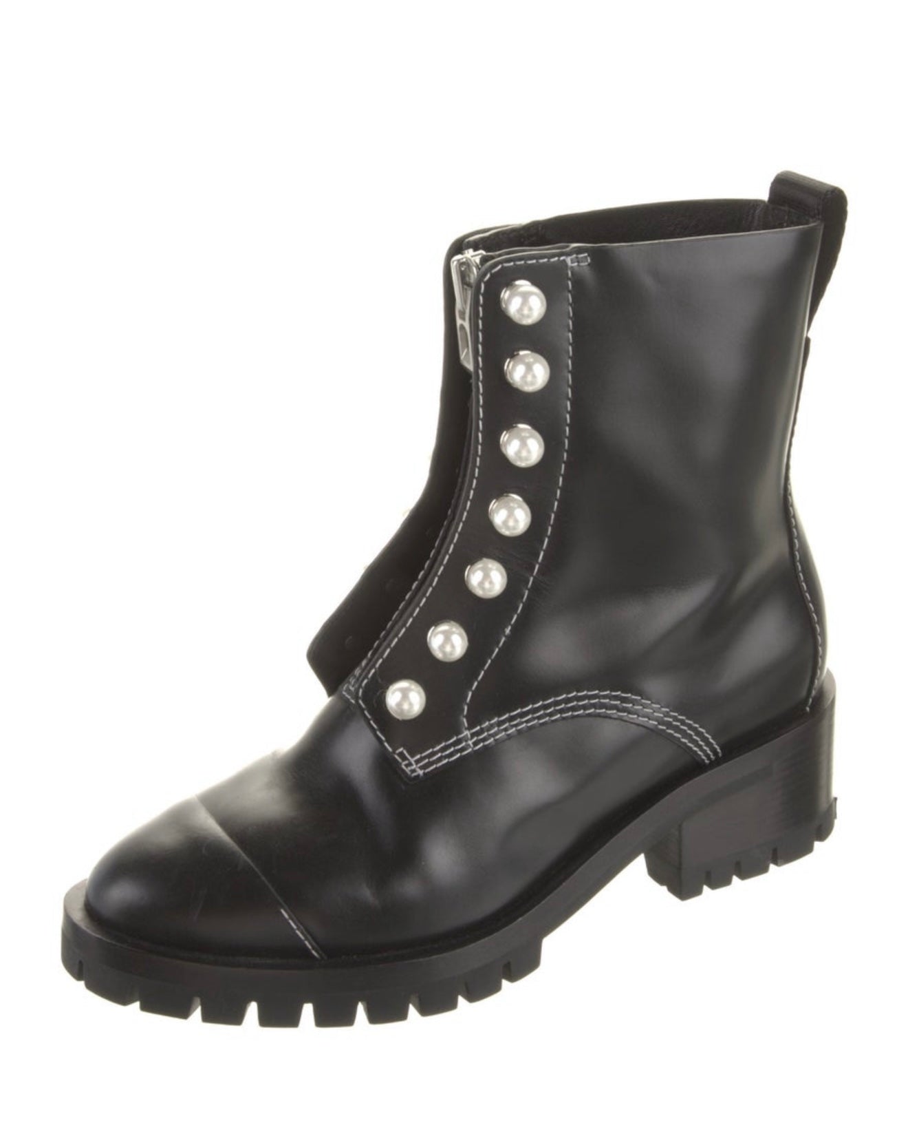 3.1 Phillip Lim - Faux Pearl Accent Combat Boots