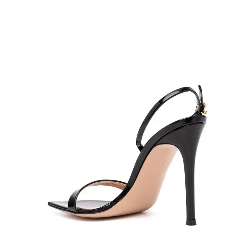 Gianvito Rossi Ribbon 105mm Stiletto Sandals Black
