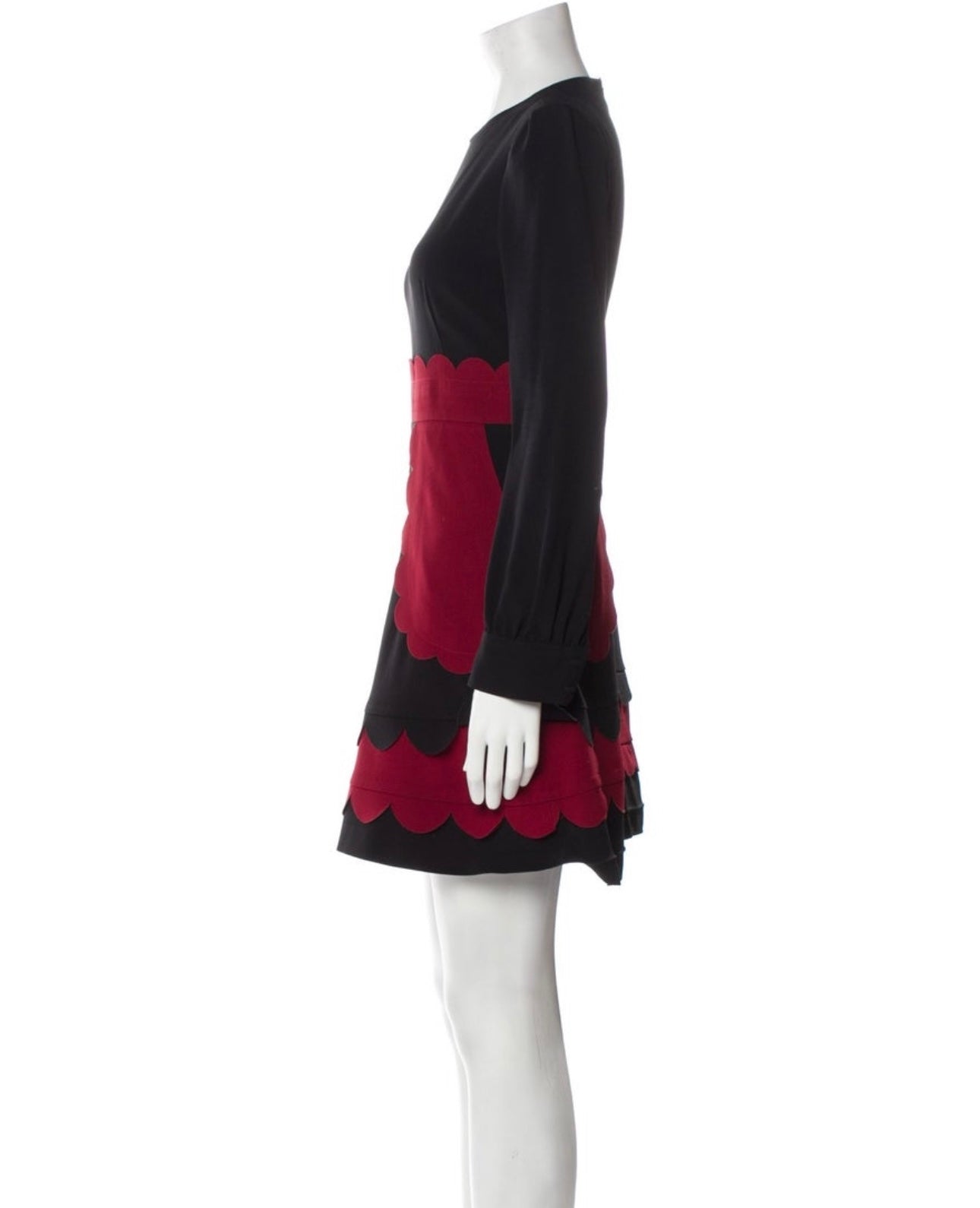 Red Valentino - Color-block Scalloped Dress