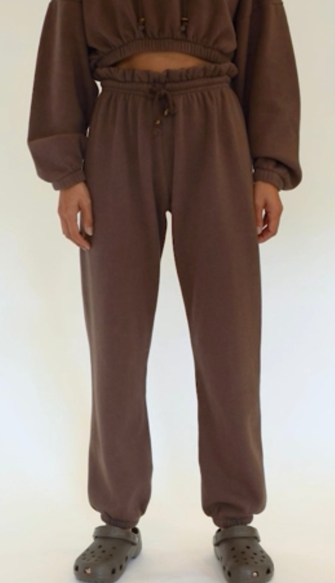 DONNI.
Women's Brown Vintage Fleece Cropped Hoodie & Sweatpants