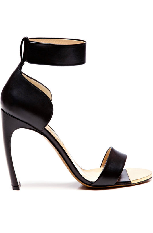 Nicholas Kirkwood Curved Heel Leather Ankle-Strap Sandals