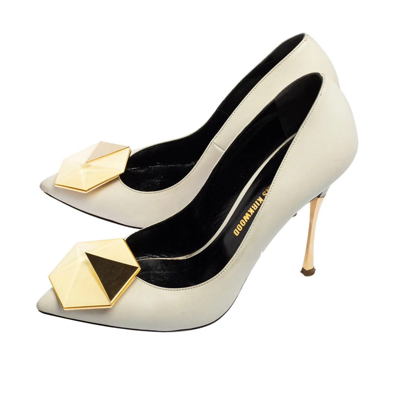 NICHOLAS KIRKWOOD - White Leather Hexagon Pointed Toe Pumps